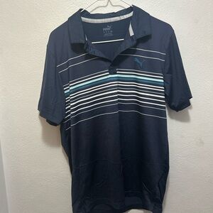 Puma Men's Dark Blue Polo with Stripes